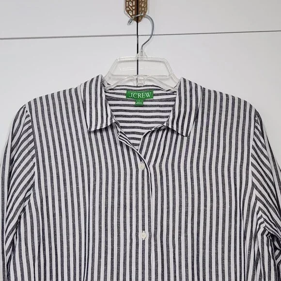 J.Crew Women's Striped Long Shirt Linen Blend Size L - Picture 5 of 6
